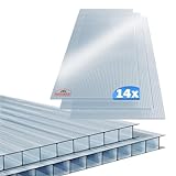 GARDEBRUK® 14x Doppelstegplatten 4mm Zuschneidbar 121x60,5cm Polycarbonat 10,3m² UV-beständig Klar Hohlkammerplatten...