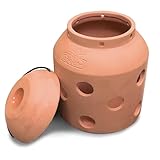 BioGreen Terracotta-Frostwächter Firefly | für kleine Gewächshäuser und Frühbeete | glasierte Ölschale im Deckel | Pilzform...