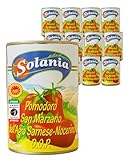SOLANIA - San Marzano Tomaten DOP - 12 x 400g - Pizza Tomaten - Pizza Zubehör - Dosentomaten - Qualitäts Tomaten aus...