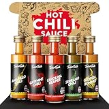 TIMBER TASTE® Chili Sauce Geschenkset [5 x 40ml] | Offroad Hot Sauce Chili Set | Scharfe Soßen Geschenk Set | Geschenke für...