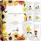 Sonnenblumen Samen Set - 6 Sorten in Samentütchen für die eigene Anzucht - Sonnen Blumen Samen ideal für Gartenliebhaber -...
