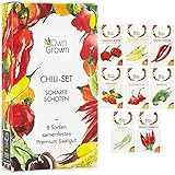 Chili Samen Set: 8 Sorten Chilisamen für Garten und Balkon – Premium Chilisortiment – Bunte und alte Chili Pflanzen – Chili...