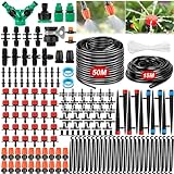 Garten BewässerungsSystem, 263Pcs Garten Bewässerung Kit, 50M+15M Bewässerungsrohre,Automatik Tröpfchenbewässerung...